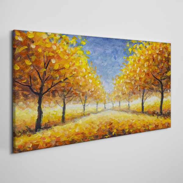 Foto leinwand Goldene Allee in herbstlicher Aura