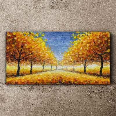 Foto leinwand Goldene Allee in herbstlicher Aura