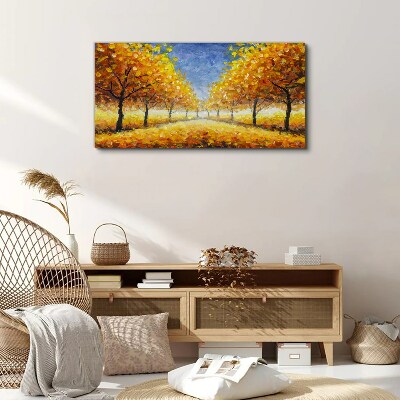 Foto leinwand Goldene Allee in herbstlicher Aura