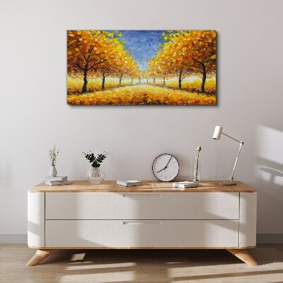 Foto leinwand Goldene Allee in herbstlicher Aura