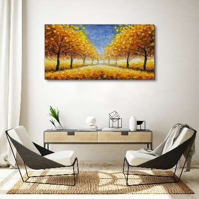 Foto leinwand Goldene Allee in herbstlicher Aura