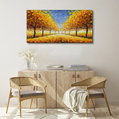Foto leinwand Goldene Allee in herbstlicher Aura