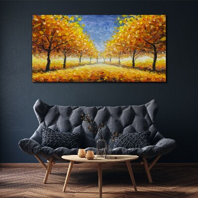 Foto leinwand Goldene Allee in herbstlicher Aura
