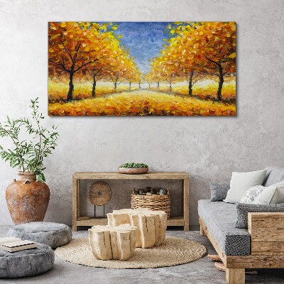 Foto leinwand Goldene Allee in herbstlicher Aura