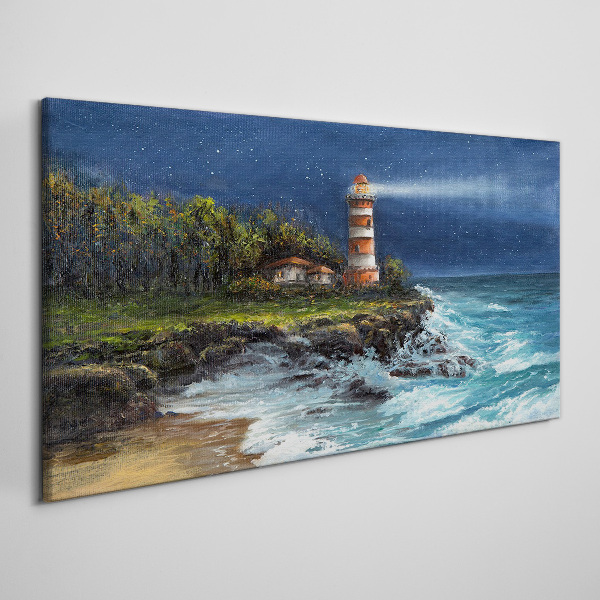 Wandbild Ein Leuchtturm in stürmischer See