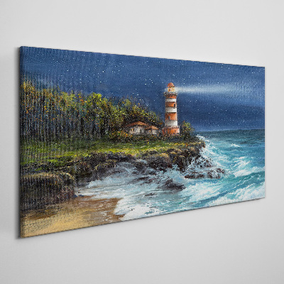 Wandbild Ein Leuchtturm in stürmischer See
