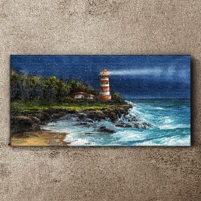 Wandbild Ein Leuchtturm in stürmischer See