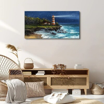 Wandbild Ein Leuchtturm in stürmischer See
