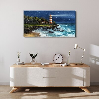 Wandbild Ein Leuchtturm in stürmischer See