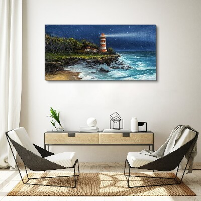 Wandbild Ein Leuchtturm in stürmischer See