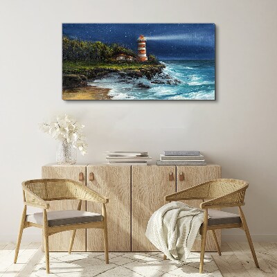 Wandbild Ein Leuchtturm in stürmischer See
