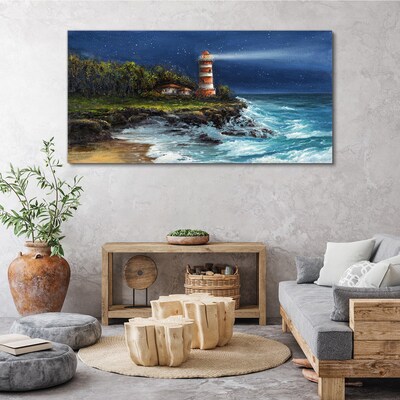 Wandbild Ein Leuchtturm in stürmischer See