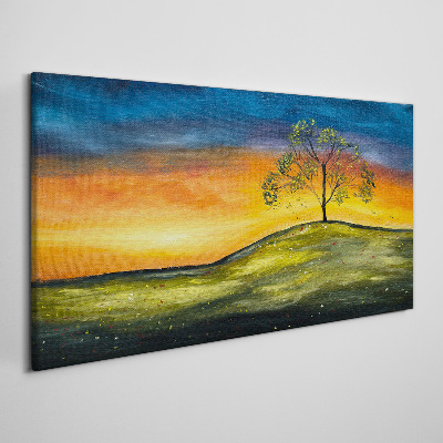 Foto auf leinwand Goldene Stunde über dem Hügel