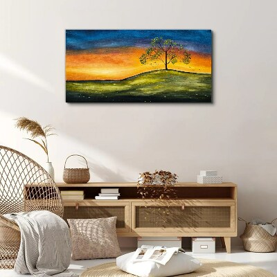 Foto auf leinwand Goldene Stunde über dem Hügel