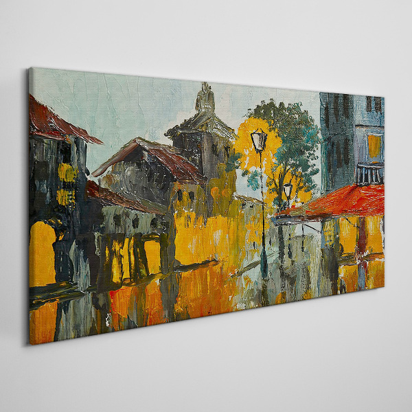 Bild auf leinwand Die goldene Spiegelung der Stadtlandschaft