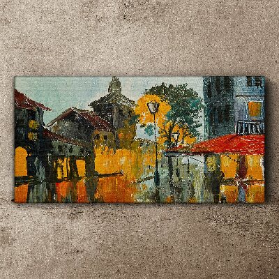 Bild auf leinwand Die goldene Spiegelung der Stadtlandschaft