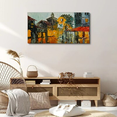 Bild auf leinwand Die goldene Spiegelung der Stadtlandschaft