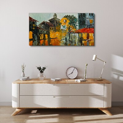 Bild auf leinwand Die goldene Spiegelung der Stadtlandschaft