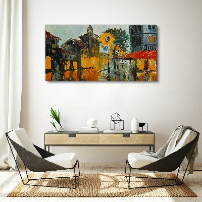 Bild auf leinwand Die goldene Spiegelung der Stadtlandschaft