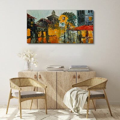 Bild auf leinwand Die goldene Spiegelung der Stadtlandschaft