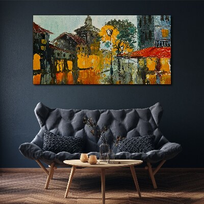 Bild auf leinwand Die goldene Spiegelung der Stadtlandschaft