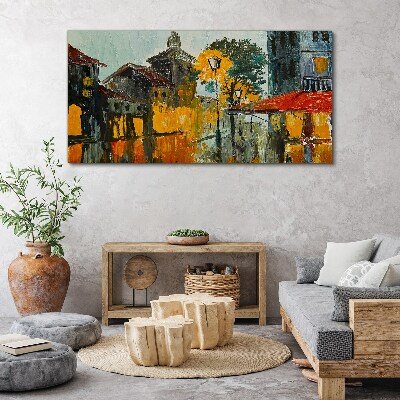 Bild auf leinwand Die goldene Spiegelung der Stadtlandschaft