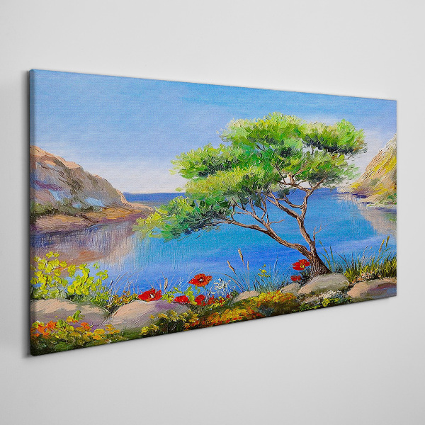 Foto auf leinwand Eine friedliche Landschaft am Wasser