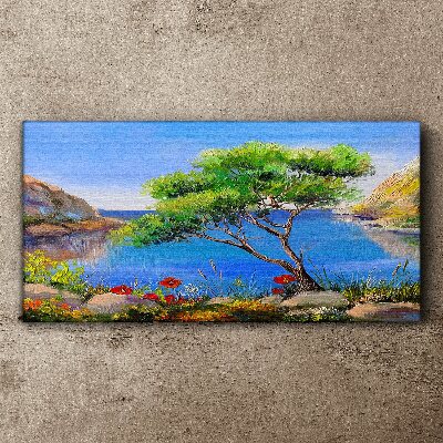 Foto auf leinwand Eine friedliche Landschaft am Wasser