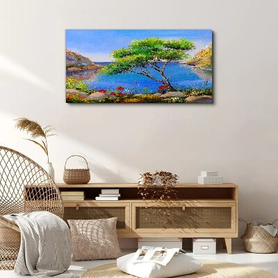Foto auf leinwand Eine friedliche Landschaft am Wasser