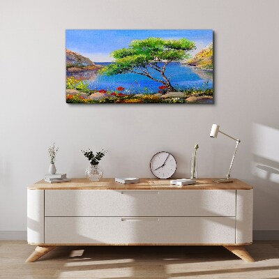 Foto auf leinwand Eine friedliche Landschaft am Wasser