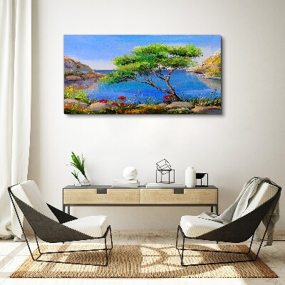 Foto auf leinwand Eine friedliche Landschaft am Wasser