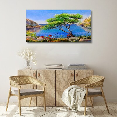 Foto auf leinwand Eine friedliche Landschaft am Wasser
