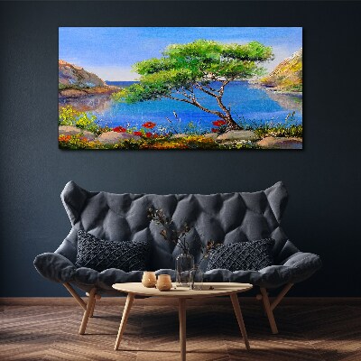 Foto auf leinwand Eine friedliche Landschaft am Wasser