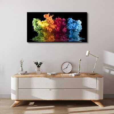 Foto auf leinwand Bunte Farbwolken auf schwarzem Hintergrund