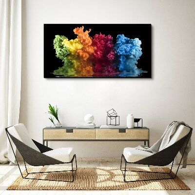 Foto auf leinwand Bunte Farbwolken auf schwarzem Hintergrund