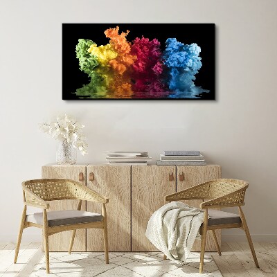 Foto auf leinwand Bunte Farbwolken auf schwarzem Hintergrund