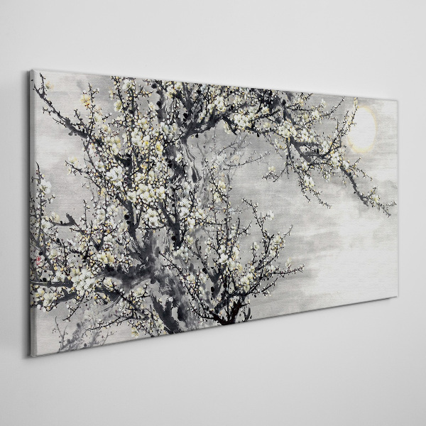 Foto auf leinwand Ein blühender Zweig in einem monochromen Ton
