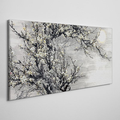Foto auf leinwand Ein blühender Zweig in einem monochromen Ton