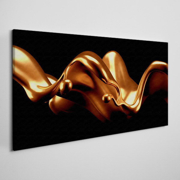 Bild auf leinwand Goldene Wellen auf schwarzem Hintergrund