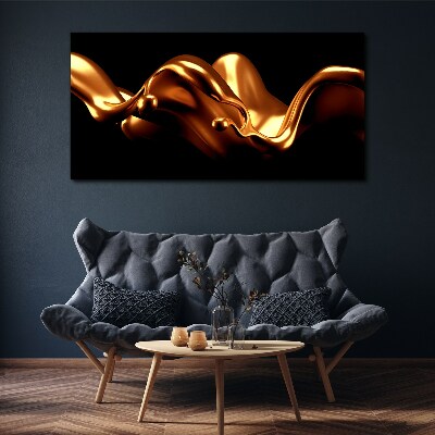 Bild auf leinwand Goldene Wellen auf schwarzem Hintergrund