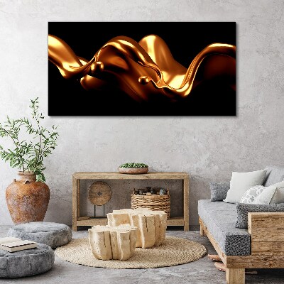 Bild auf leinwand Goldene Wellen auf schwarzem Hintergrund