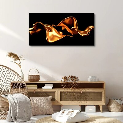 Foto auf leinwand Goldene Wellen aus fließender Substanz