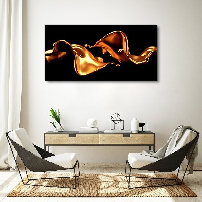 Foto auf leinwand Goldene Wellen aus fließender Substanz