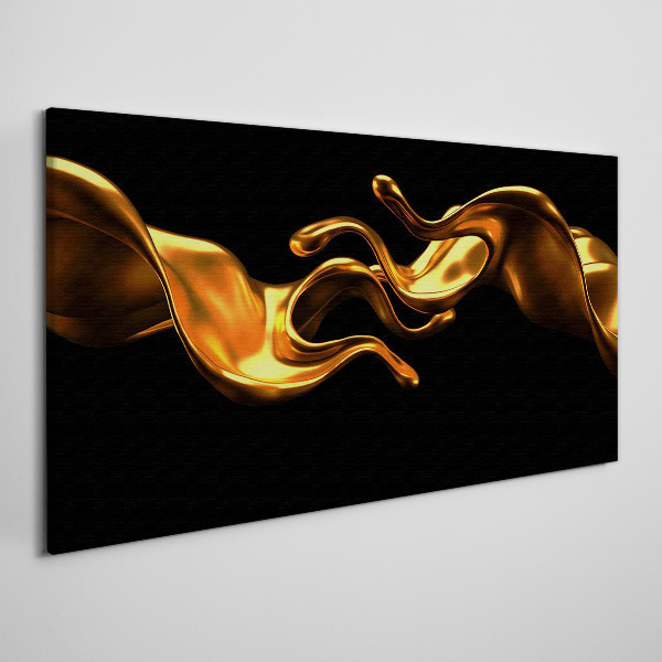 Foto auf leinwand Goldene Wellen auf schwarzem Hintergrund