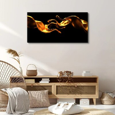 Foto auf leinwand Goldene Wellen auf schwarzem Hintergrund