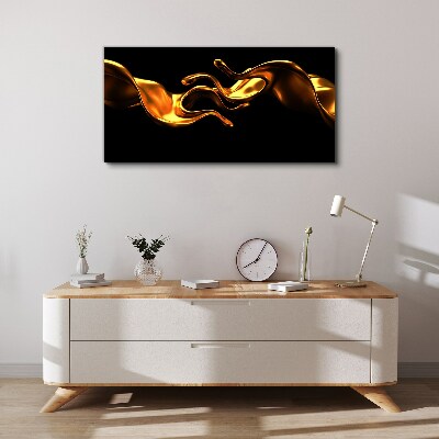 Foto auf leinwand Goldene Wellen auf schwarzem Hintergrund