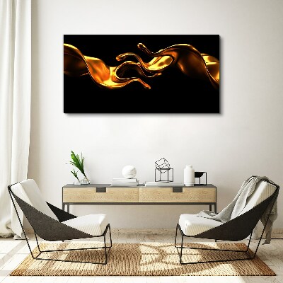 Foto auf leinwand Goldene Wellen auf schwarzem Hintergrund