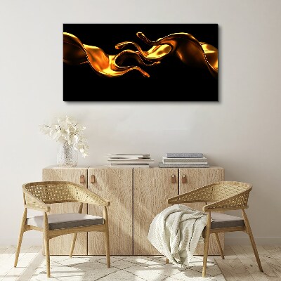Foto auf leinwand Goldene Wellen auf schwarzem Hintergrund