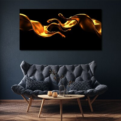 Foto auf leinwand Goldene Wellen auf schwarzem Hintergrund