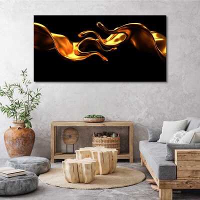 Foto auf leinwand Goldene Wellen auf schwarzem Hintergrund